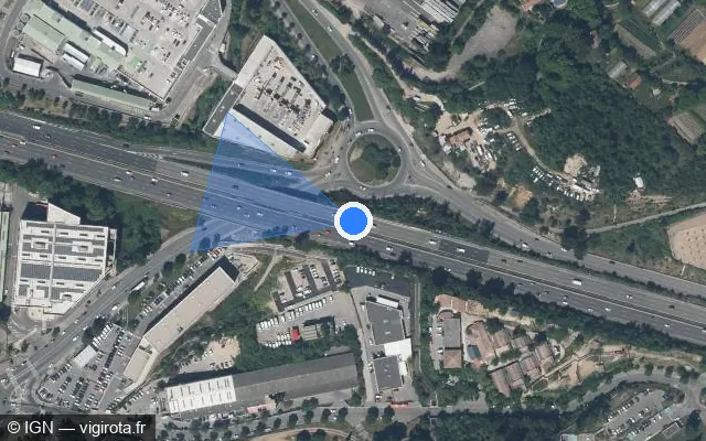 Vue satellite de l'emplacement du radar de vitesse moyenne à La Penne-sur-Huveaune sur A 50 / Autoroute Est