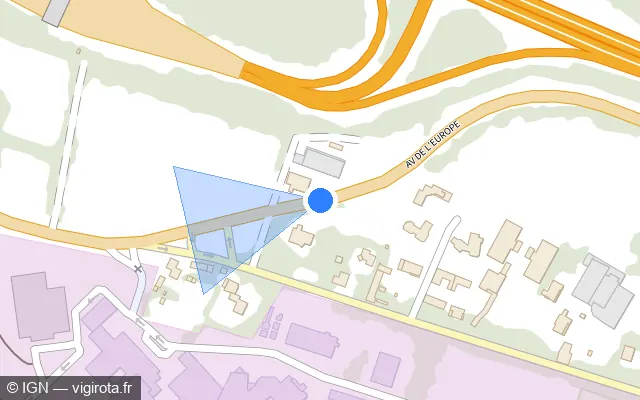 Vue plan de l'emplacement du radar de vitesse moyenne à Pau sur Avenue de l'Europe / D 817