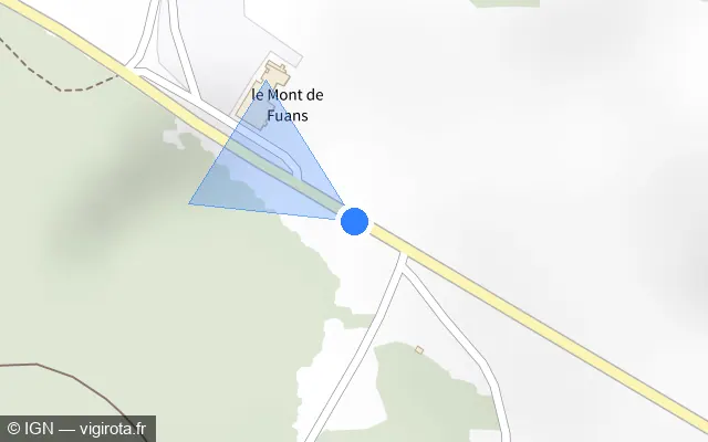 Vue plan de l'emplacement du radar de vitesse moyenne à Fuans sur D 242