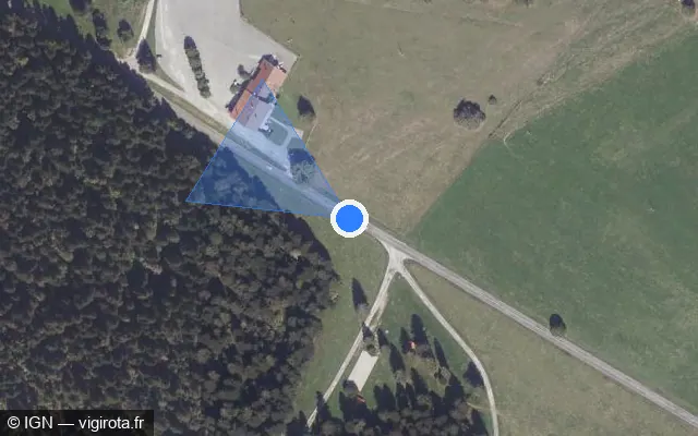 Vue satellite de l'emplacement du radar de vitesse moyenne à Fuans sur D 242