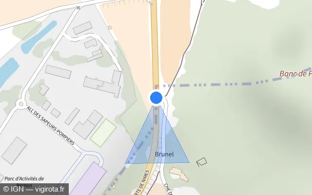 Vue plan de l'emplacement du radar de vitesse moyenne à Tresques sur Route Nationale / D 6086