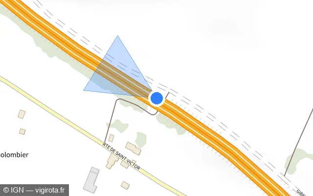 Vue plan de l'emplacement du radar de vitesse moyenne à Sérézin-de-la-Tour sur A 48 / E 711 / Autoroute du Dauphiné
