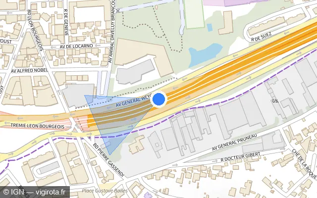 Vue plan de l'emplacement du radar de vitesse moyenne à Toulon sur A 50 / La Toulonnaise