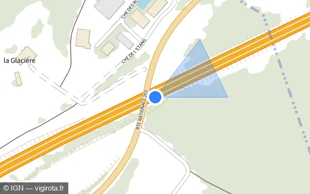 Vue plan de l'emplacement du radar de vitesse moyenne à Eteaux sur A 410 / E 712