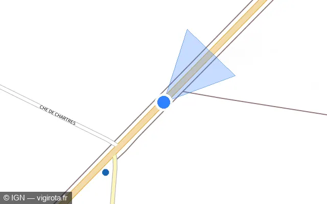 Vue plan de l'emplacement du radar de vitesse moyenne à Le Malesherbois sur D 2152