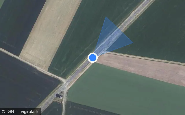 Vue satellite de l'emplacement du radar de vitesse moyenne à Le Malesherbois sur D 2152