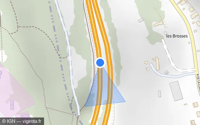Vue plan de l'emplacement du radar fixe à Darnétal sur N 28 / E 402 / Rocade Nord-Est de Rouen