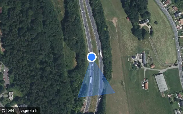 Vue satellite de l'emplacement du radar fixe à Darnétal sur N 28 / E 402 / Rocade Nord-Est de Rouen