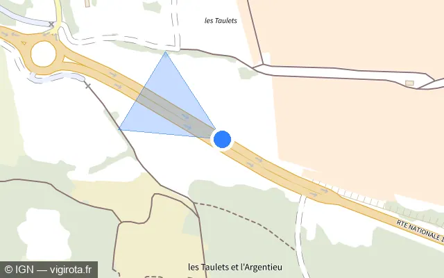 Vue plan de l'emplacement du radar de vitesse moyenne à Lançon-Provence sur D 113
