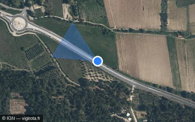 Vue satellite de l'emplacement du radar de vitesse moyenne à Lançon-Provence sur D 113