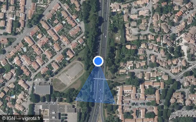 Vue satellite de l'emplacement du radar fixe à Avignon sur D 907 / Rocade Charles de Gaulle