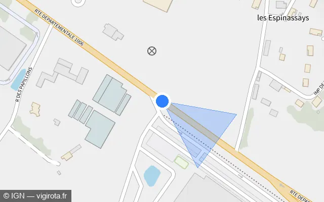 Vue plan de l'emplacement du radar fixe à Saint-Quentin-Fallavier sur Route Départementale 1006 / D 1006