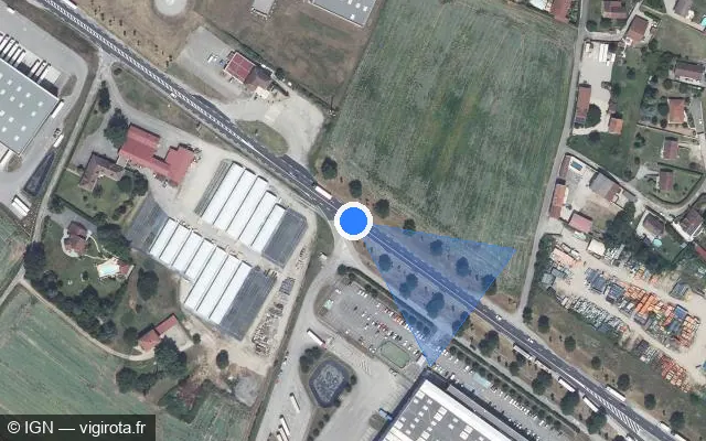 Vue satellite de l'emplacement du radar fixe à Saint-Quentin-Fallavier sur Route Départementale 1006 / D 1006