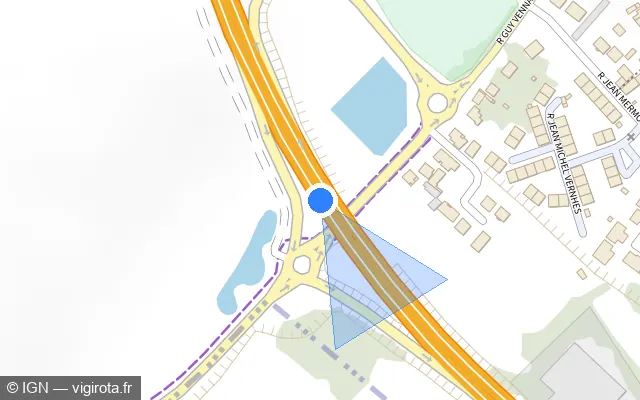 Vue plan de l'emplacement du radar fixe à Moisselles sur D 301