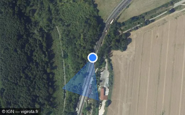 Vue satellite de l'emplacement du radar fixe à Largny-sur-Automne sur N 2