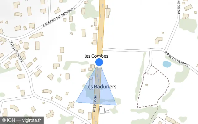 Vue plan de l'emplacement du radar fixe à Creuzier-le-Neuf sur Route de Vichy / D 2209