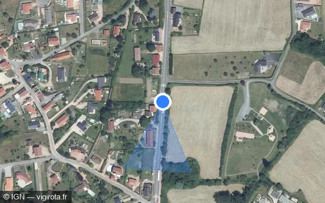 Vue satellite de l'emplacement du radar fixe à Creuzier-le-Neuf sur Route de Vichy / D 2209