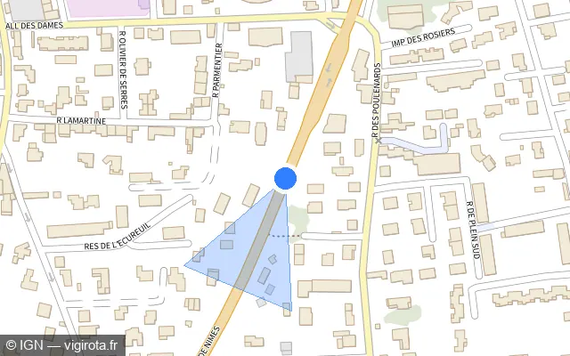 Vue plan de l'emplacement du radar fixe à Tain-l'Hermitage sur Avenue de Nîmes / D 86