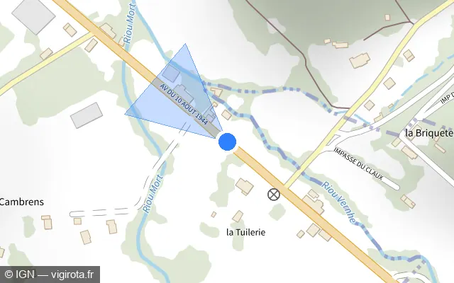 Vue plan de l'emplacement du radar fixe à Firmi sur Avenue du 10 Août 1944 / D 840