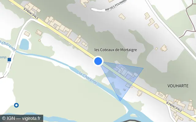 Vue plan de l'emplacement du radar fixe à Vouharte sur Rue Principale / D 737