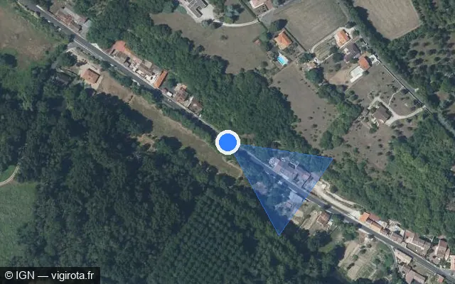 Vue satellite de l'emplacement du radar fixe à Vouharte sur Rue Principale / D 737