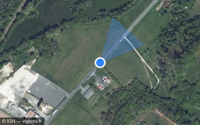 Vue satellite de l'emplacement du radar fixe à Chancelade sur Route d'Angoulême / D 939