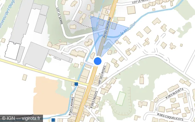 Vue plan de l'emplacement du radar fixe à Saulce-sur-Rhône sur Avenue du Dauphiné / N 7