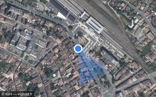 Vue satellite de l'emplacement du radar fixe à Marmande sur Boulevard Gambetta / D 813