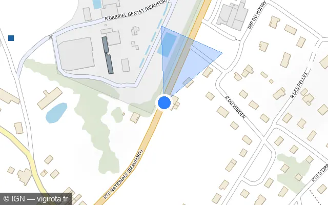 Vue plan de l'emplacement du radar fixe à Beaufort-Orbagna sur Route Nationale / D 1083