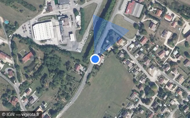 Vue satellite de l'emplacement du radar fixe à Beaufort-Orbagna sur Route Nationale / D 1083