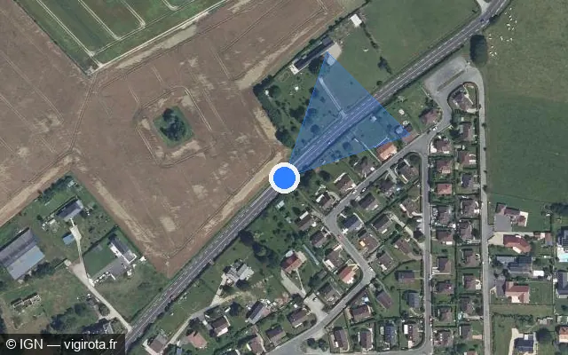 Vue satellite de l'emplacement du radar fixe à Saint-Jacques-sur-Darnétal sur Route de Gournay / N 31 / E 46