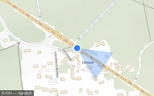 Vue plan de l'emplacement du radar fixe à Cellettes sur Route Nationale Clénord / D 765