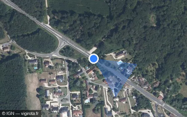 Vue satellite de l'emplacement du radar fixe à Cellettes sur Route Nationale Clénord / D 765