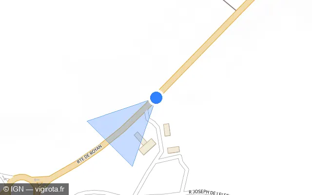 Vue plan de l'emplacement du radar fixe à Médis sur Route de Royan / N 150