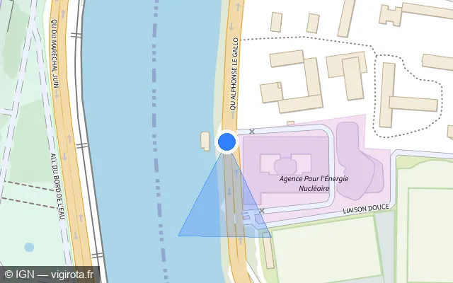 Vue plan de l'emplacement du radar fixe à Boulogne-Billancourt sur Quai Alphonse Le Gallo / D 1