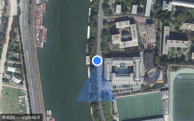 Vue satellite de l'emplacement du radar fixe à Boulogne-Billancourt sur Quai Alphonse Le Gallo / D 1