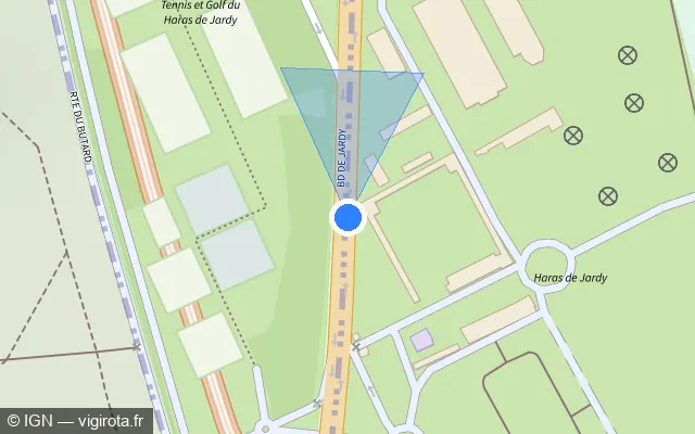 Vue plan de l'emplacement du radar fixe à Marnes-la-Coquette sur Boulevard de Jardy / D 182