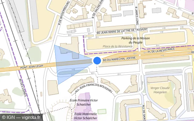 Vue plan de l'emplacement du radar fixe à Belfort sur Boulevard du Maréchal Joffre / D 83