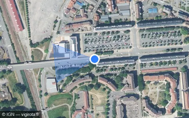 Vue satellite de l'emplacement du radar fixe à Belfort sur Boulevard du Maréchal Joffre / D 83