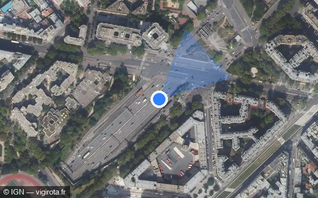 Vue satellite de l'emplacement du radar fixe à Levallois-Perret sur Boulevard Périphérique Intérieur