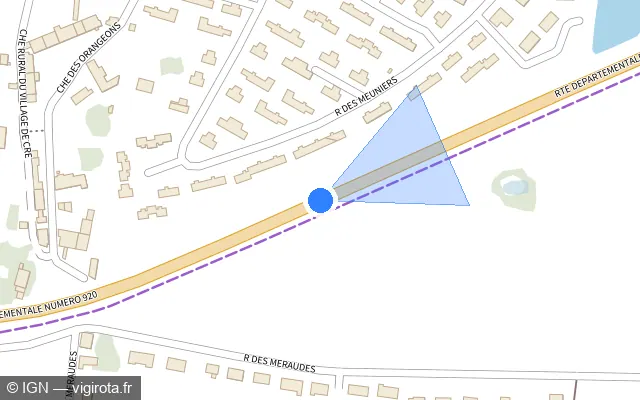 Vue plan de l'emplacement du radar fixe à Châteauroux sur D 920