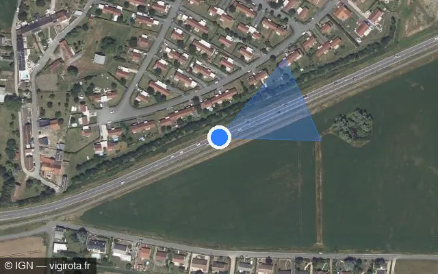 Vue satellite de l'emplacement du radar fixe à Châteauroux sur D 920