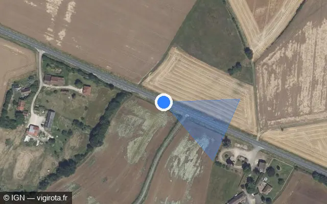 Vue satellite de l'emplacement du radar fixe à Arpheuilles sur D 943