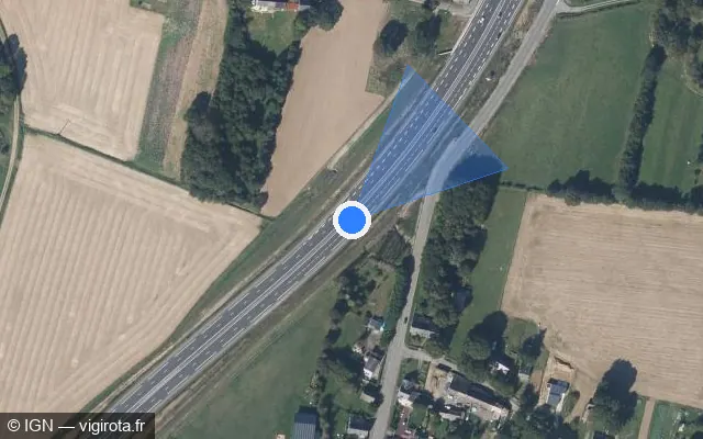 Vue satellite de l'emplacement du radar fixe à Saint-Just sur D 177