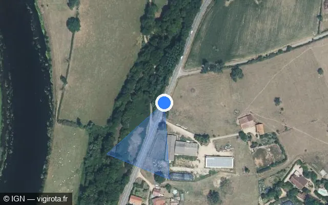 Vue satellite de l'emplacement du radar fixe à Saint-Martin-du-Lac sur Route d'Iguerande / D 982
