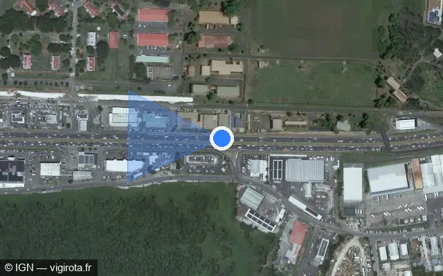Vue satellite de l'emplacement du radar fixe à Pointe-à-Pitre sur N 1