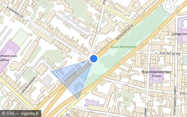 Vue plan de l'emplacement du radar fixe à Saint-Jean-de-la-Ruelle sur Boulevard Rocheplatte