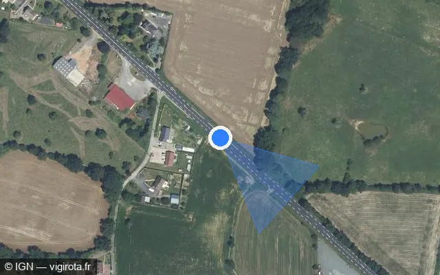 Vue satellite de l'emplacement du radar fixe à Juvigny Val d'Andaine sur Route des Avaloirs / D 976