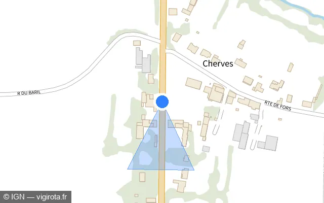 Vue plan de l'emplacement du radar fixe à Saint-Symphorien sur Route de Saint-Jean d'Angély / D 650