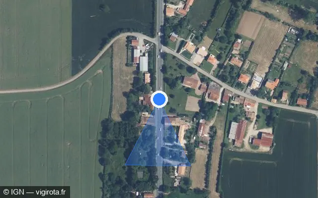 Vue satellite de l'emplacement du radar fixe à Saint-Symphorien sur Route de Saint-Jean d'Angély / D 650